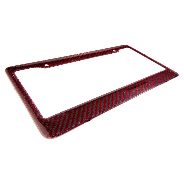 100% Real And Authentic Red Carbon Fiber License Plate Frame With Screw Caps
