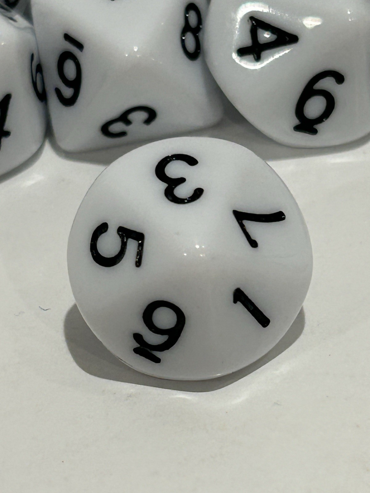 Set 22 D10 10-Sided Dice White with Black Numbers D&D