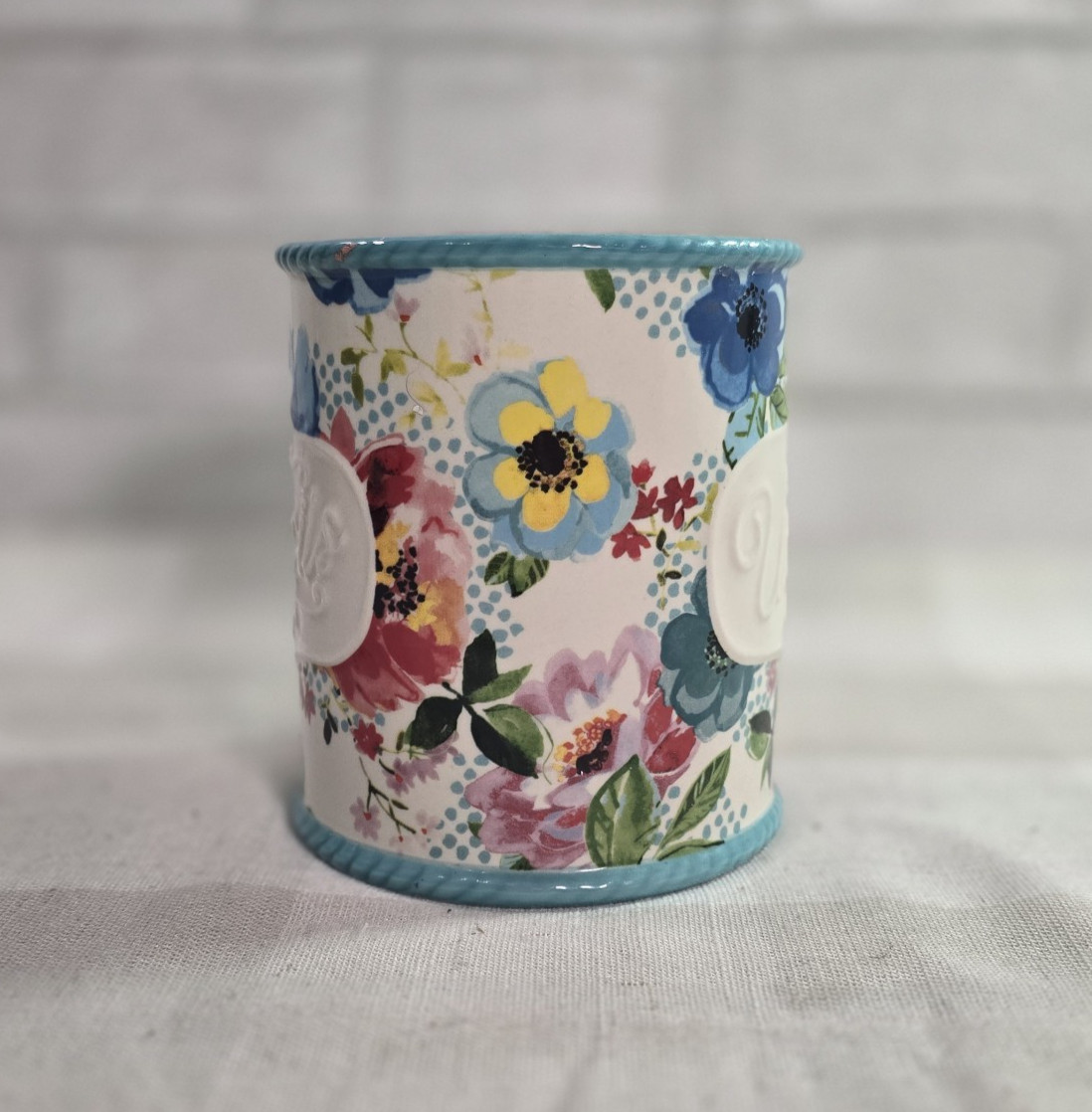 Ceramic Utensil Holder Pioneer Woman 5.5 in. Floral Mini Crock Melody Stoneware