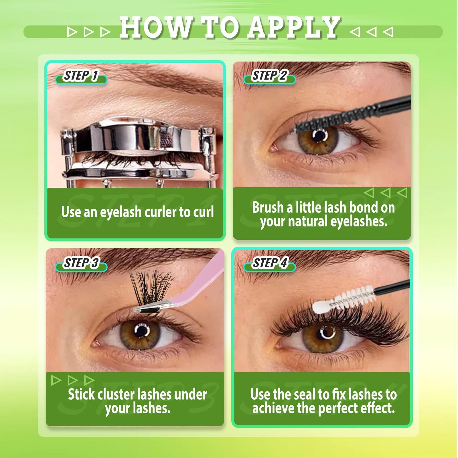 Fluffy Lash Clusters Kit 60D Eyelash 3D 240 count (Pack of 1), Black
