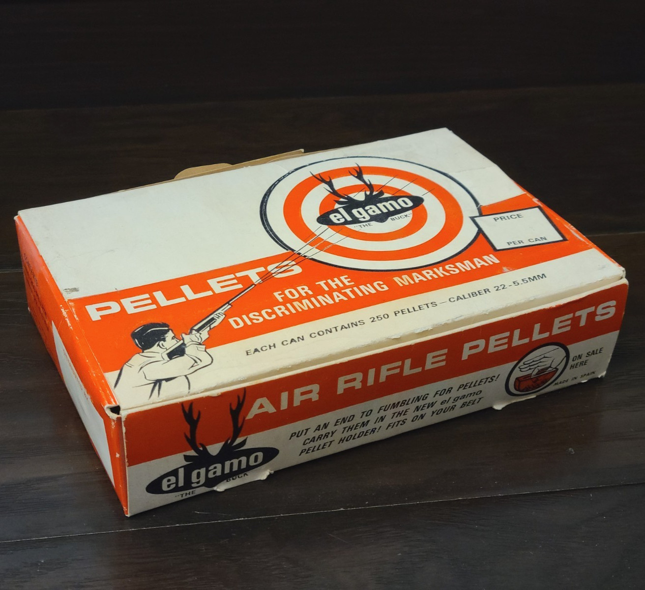 Vintage El Gamo "The Buck" Retail Sales Carton with 10 Tins of 22 Cal. Pellets