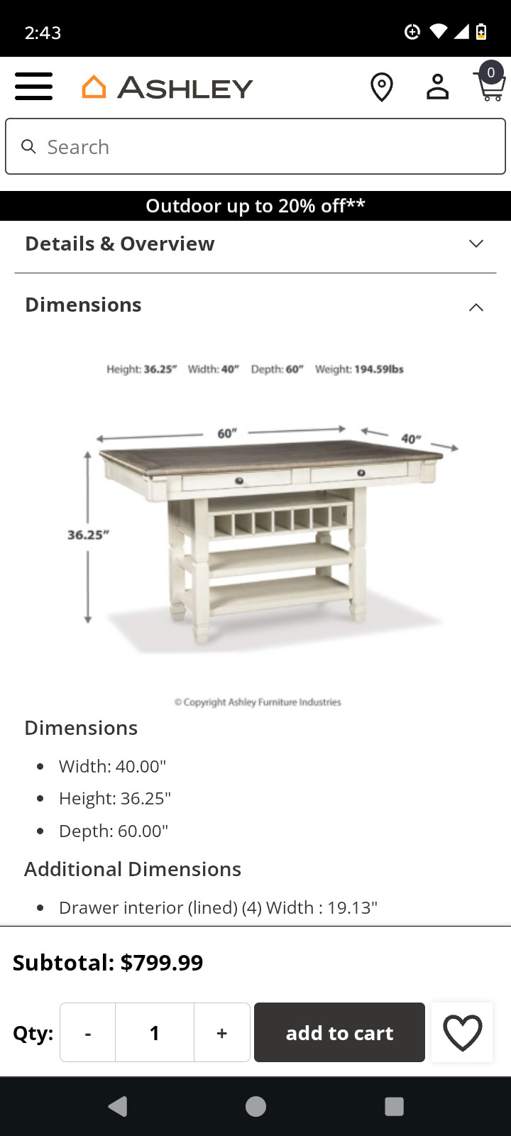 table and chair set used. Dimensions are in second photo
