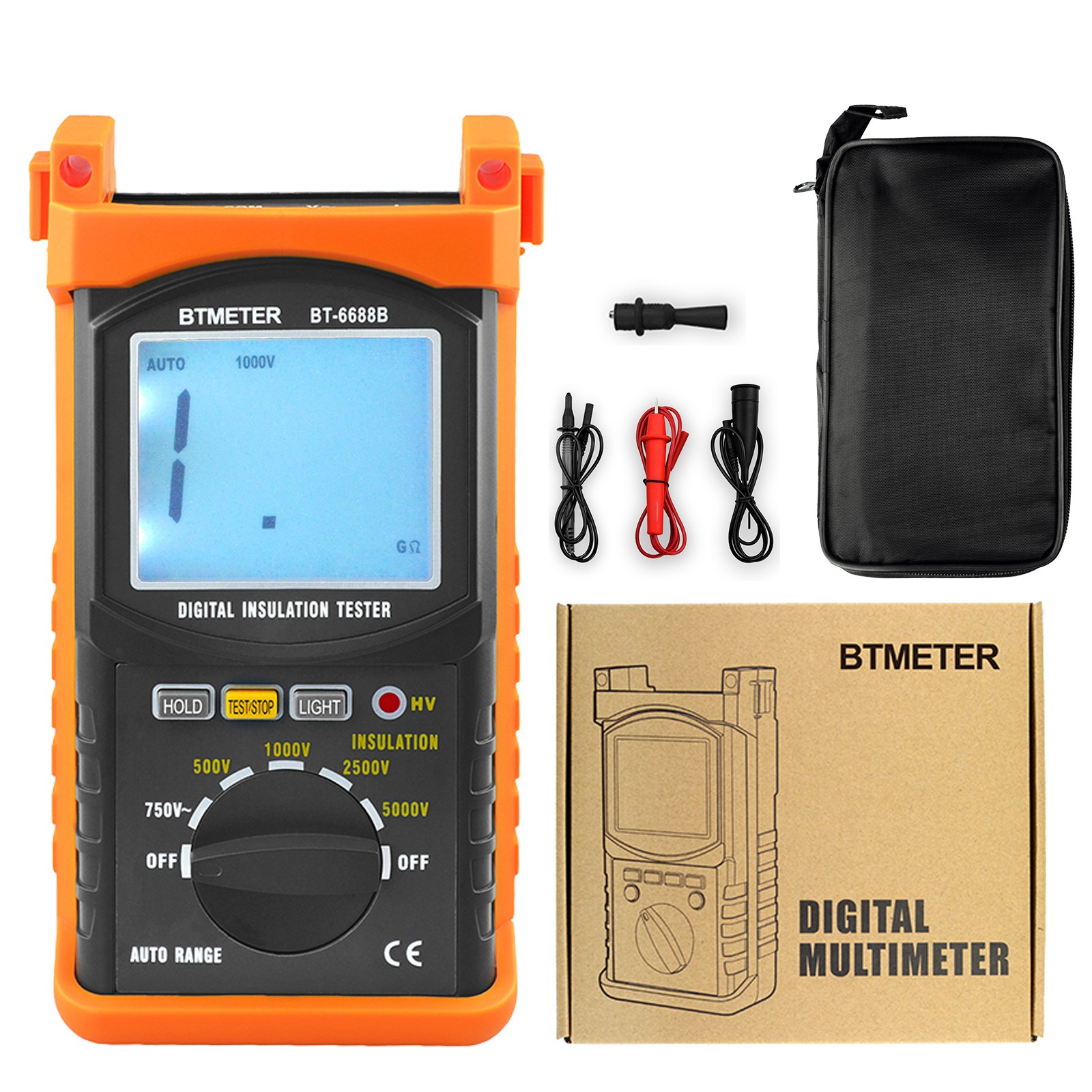 Digital Insulation Resistance Tester Megohmmeter 5000V 200GΩ AC Voltage Test Kit