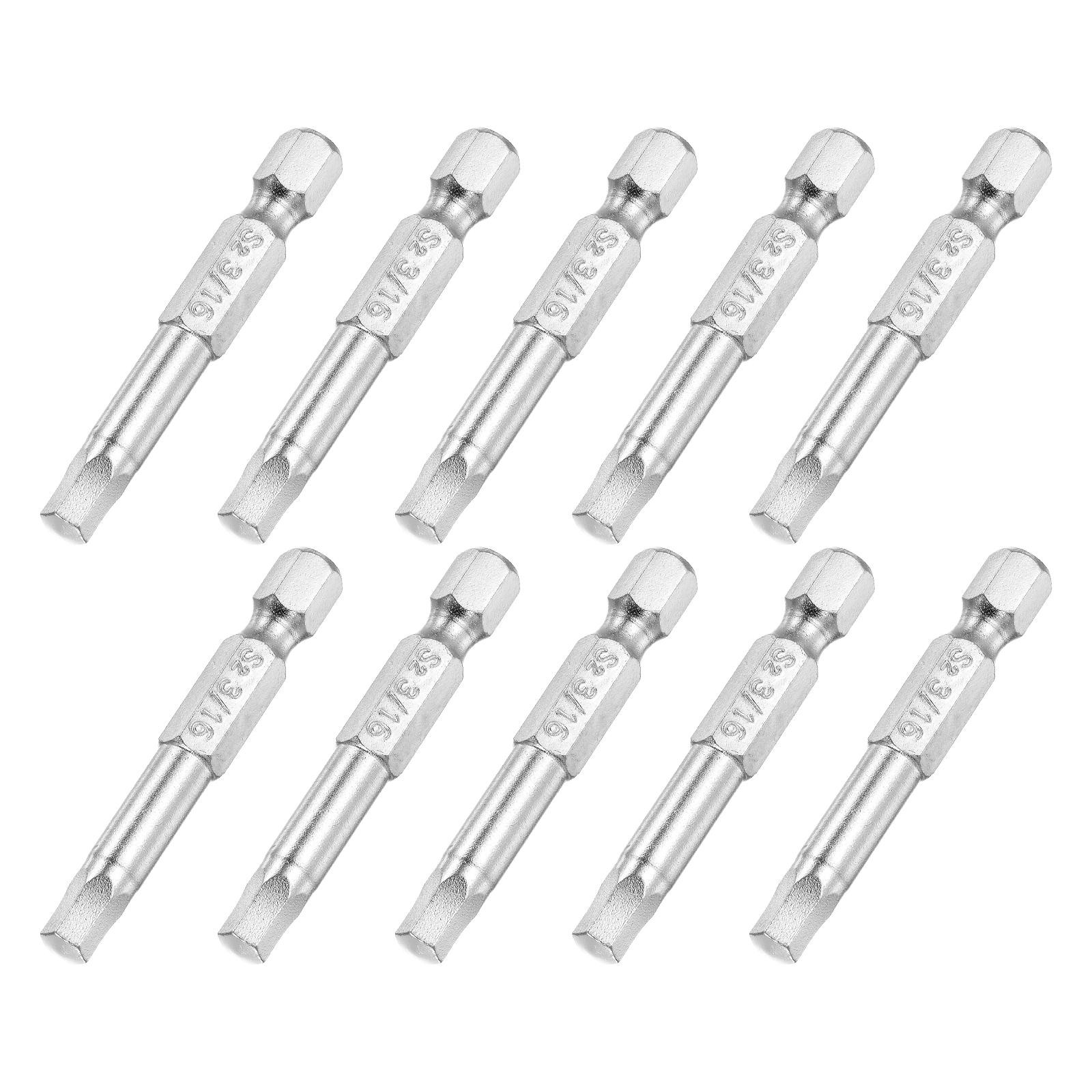 10Pcs 1/4" Hex Shank 3/16" Magnetic Hex Screwdriver Bit S2 Steel 50mm Length