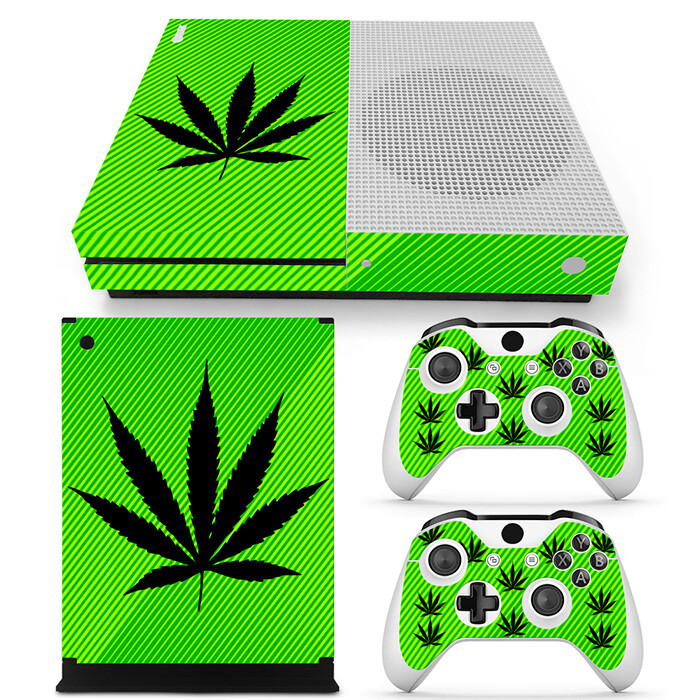 Textured Carbon Cannabis Rasta Skin For XBOX ONE S Slim Wrap Decal Cover new