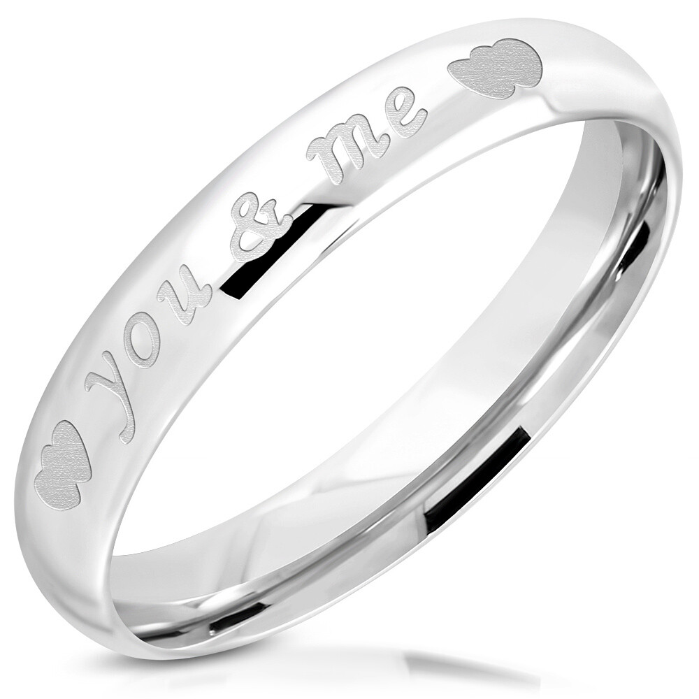 Women Engagement Ring Steel Engraved You Me You E Me Heart RWS055