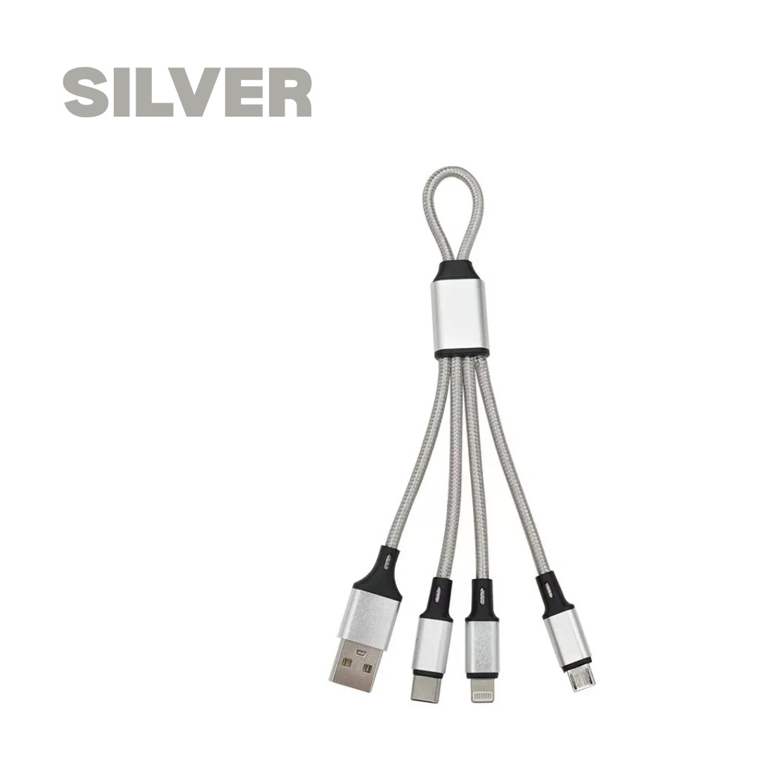 3 in 1 USB Fast Charging Cable - Short Compact Travel Friendly