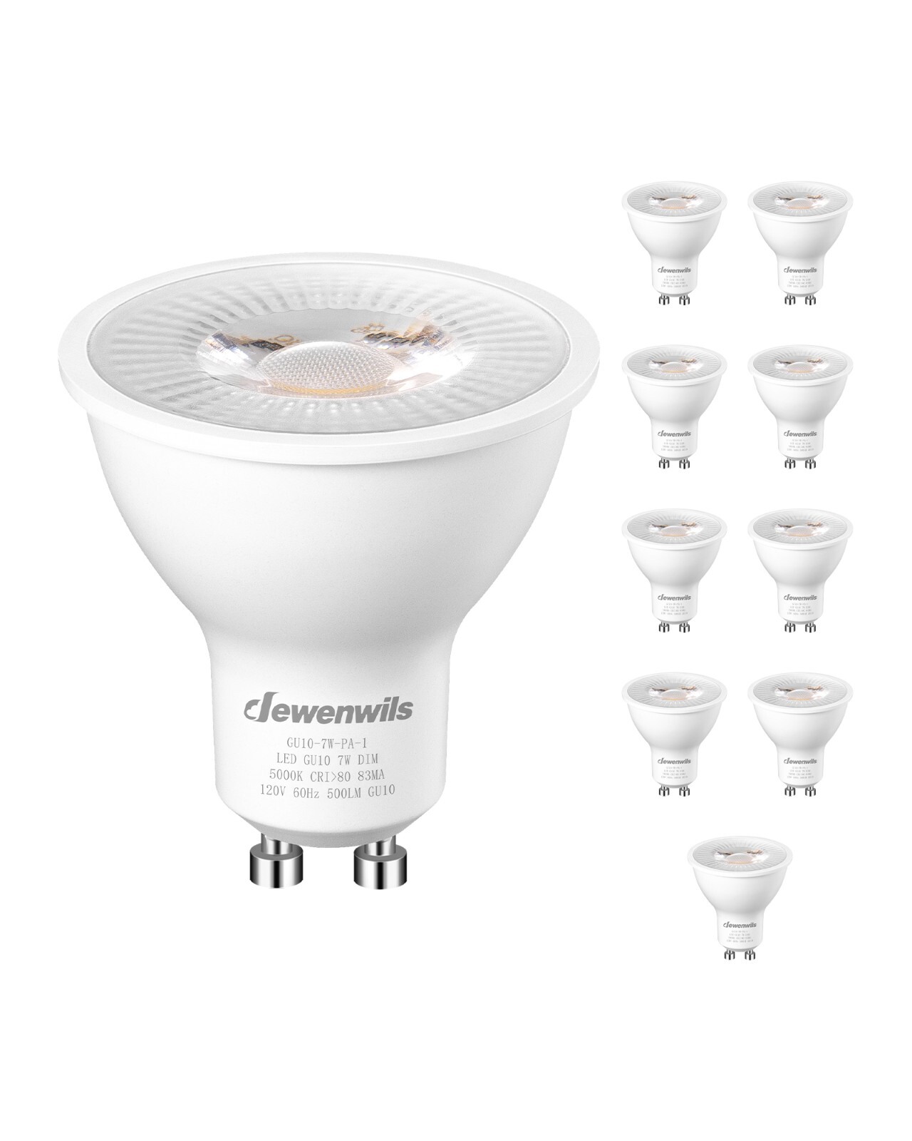 DEWENWILS 10 Pack GU10 LED Dimmable Bulb-GU10 Base 5000K Color Temperature