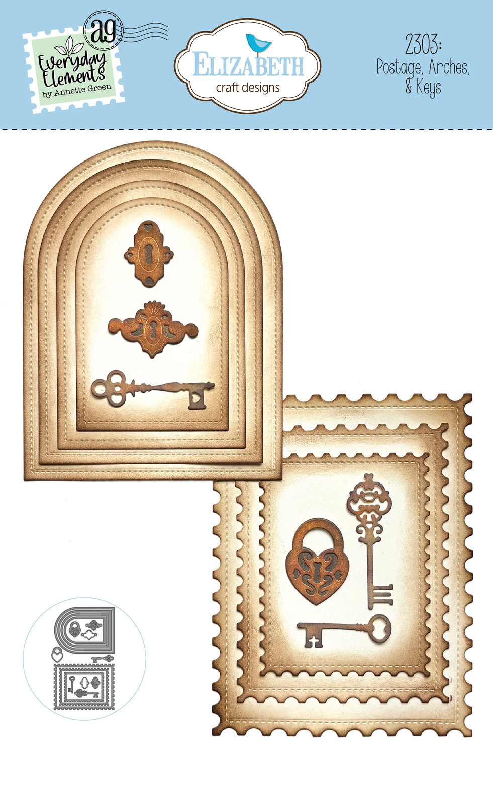 Elizabeth Craft Designs Die Set - Postage, Arches, & Keys, 2303 by Annette Green