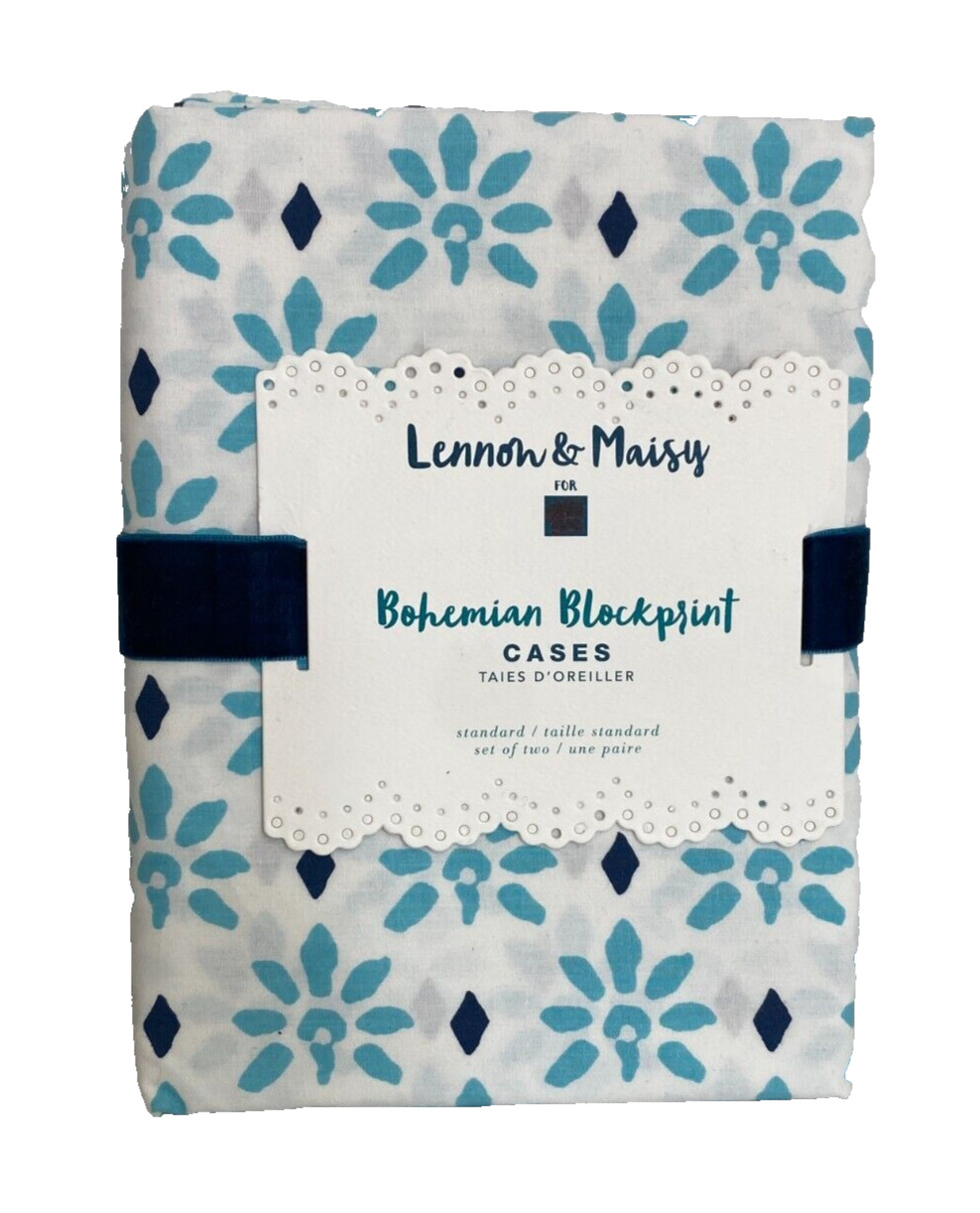 Pottery Barn Teen Standard Pillowcase Lennon & Maisy  Bohemian Blockprint 2 pc