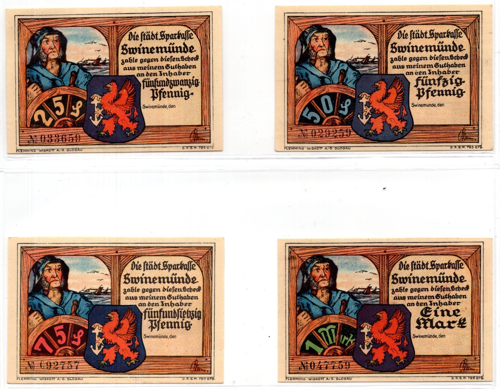 1922 Germany Swinemunde Notgeld 4 Note Set (1900)
