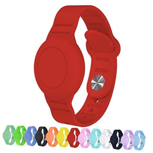 Waterproof AirTag Bracelet for Kids, Hidden Silicone Wristband for 1 Pack Red 1
