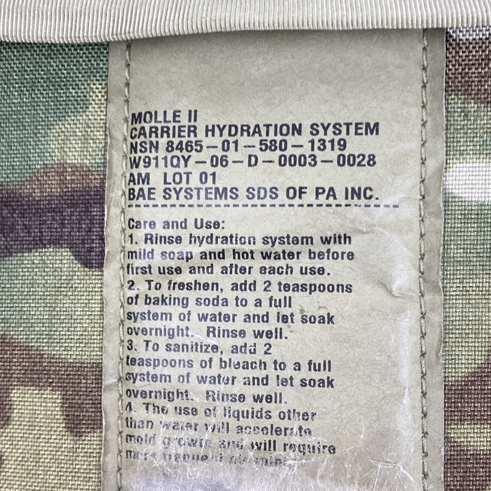US Army MOLLE II 3L 100oz Hydration Backpack MultiCam BAE Systems Issue VG Clean
