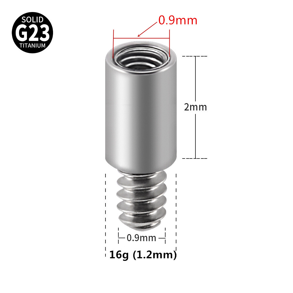 G23 Titanium Extender for Internal Thread Labret Navel Ring Ear Piercing 14G&16G