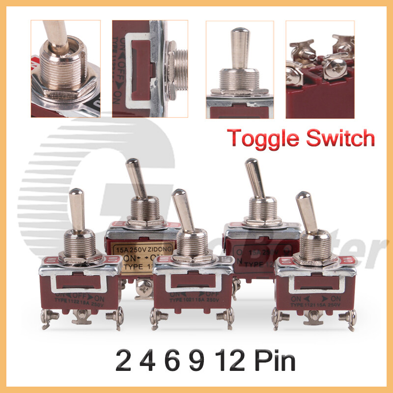 Heavy Duty Toggle Switch On-Off/ On-Off-On 2 3 Position SPST 2-12 Pin 10A 250VAC
