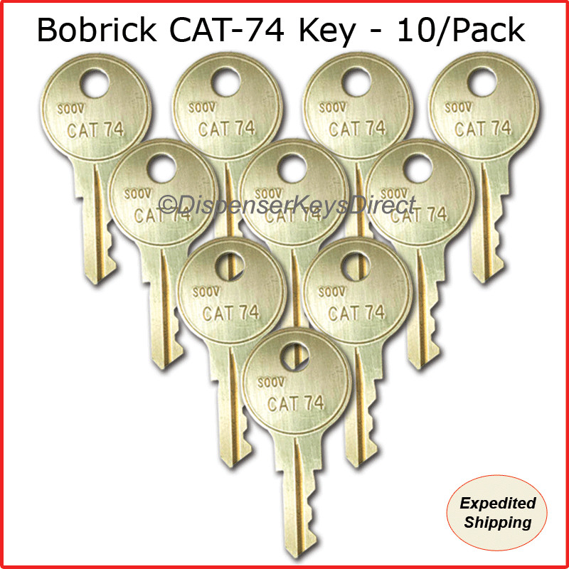 10 - KEYS for BOBRICK PAPER DISPENSERS - (and other Bobrick Products) - CAT 74