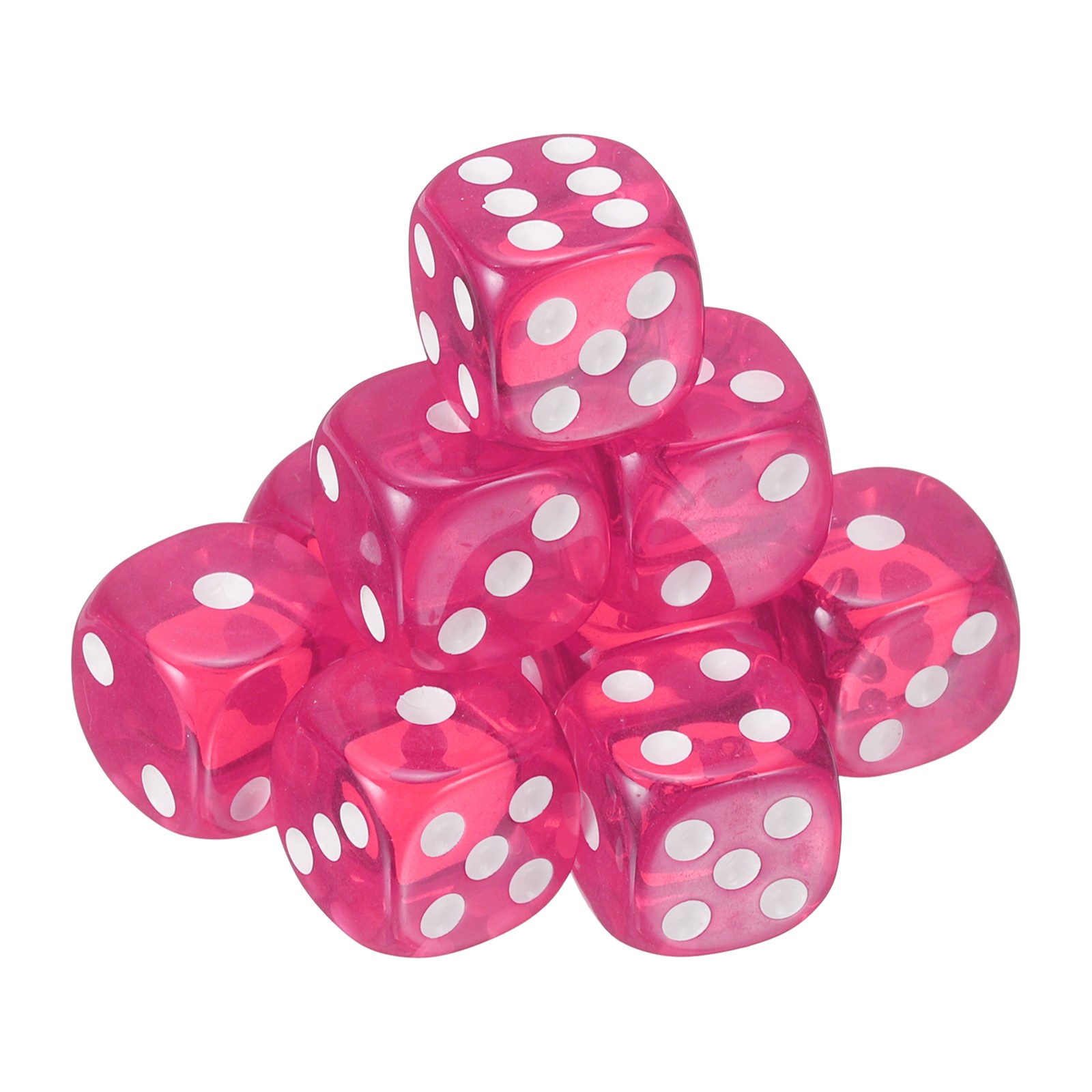 10Pcs 6 Sided Acrylic Dice 18mm/0.71" Rounded Corner Translucent Dice Pink