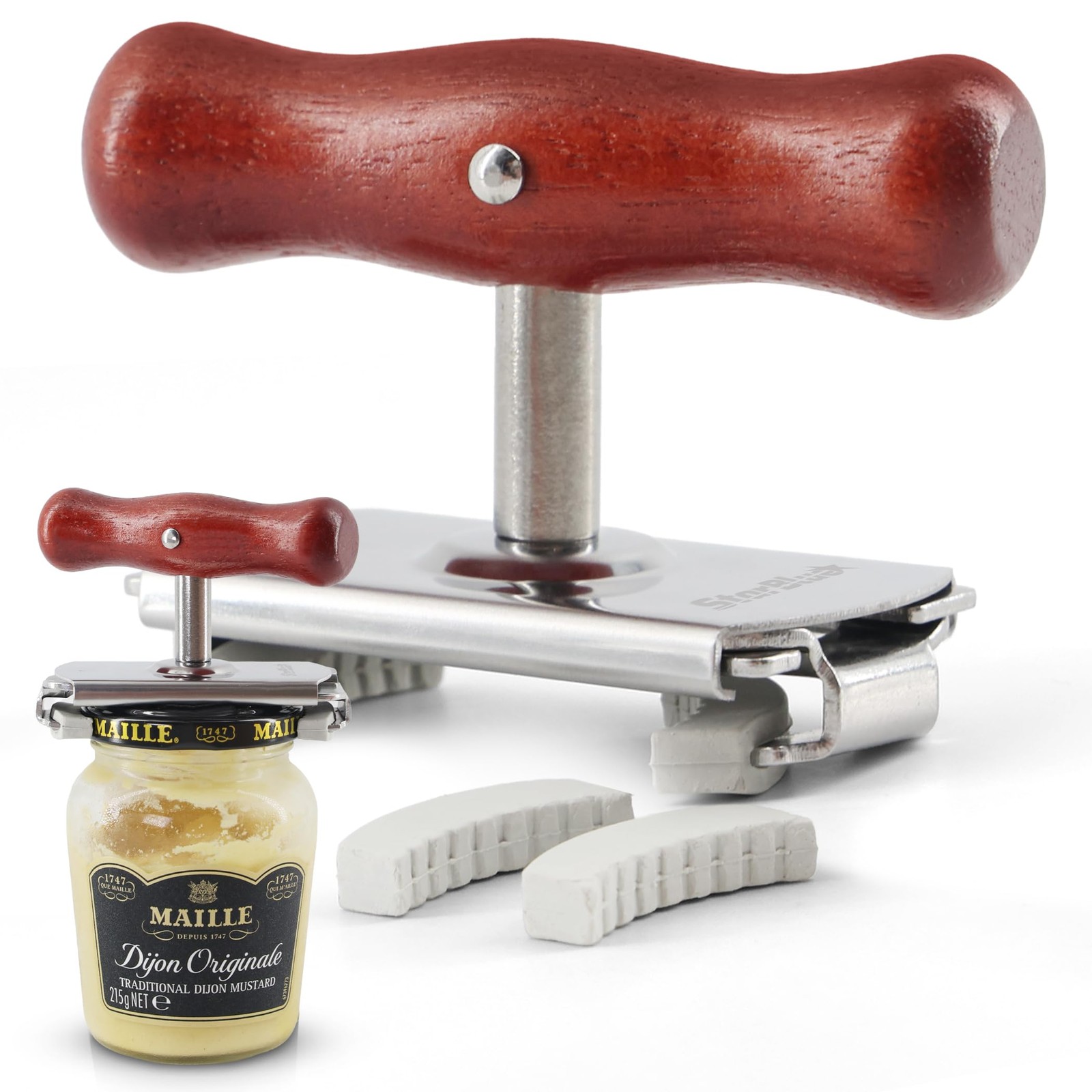 StarBlue Jar Opener for Seniors with Weak Hands – Adjustable standard, Wood