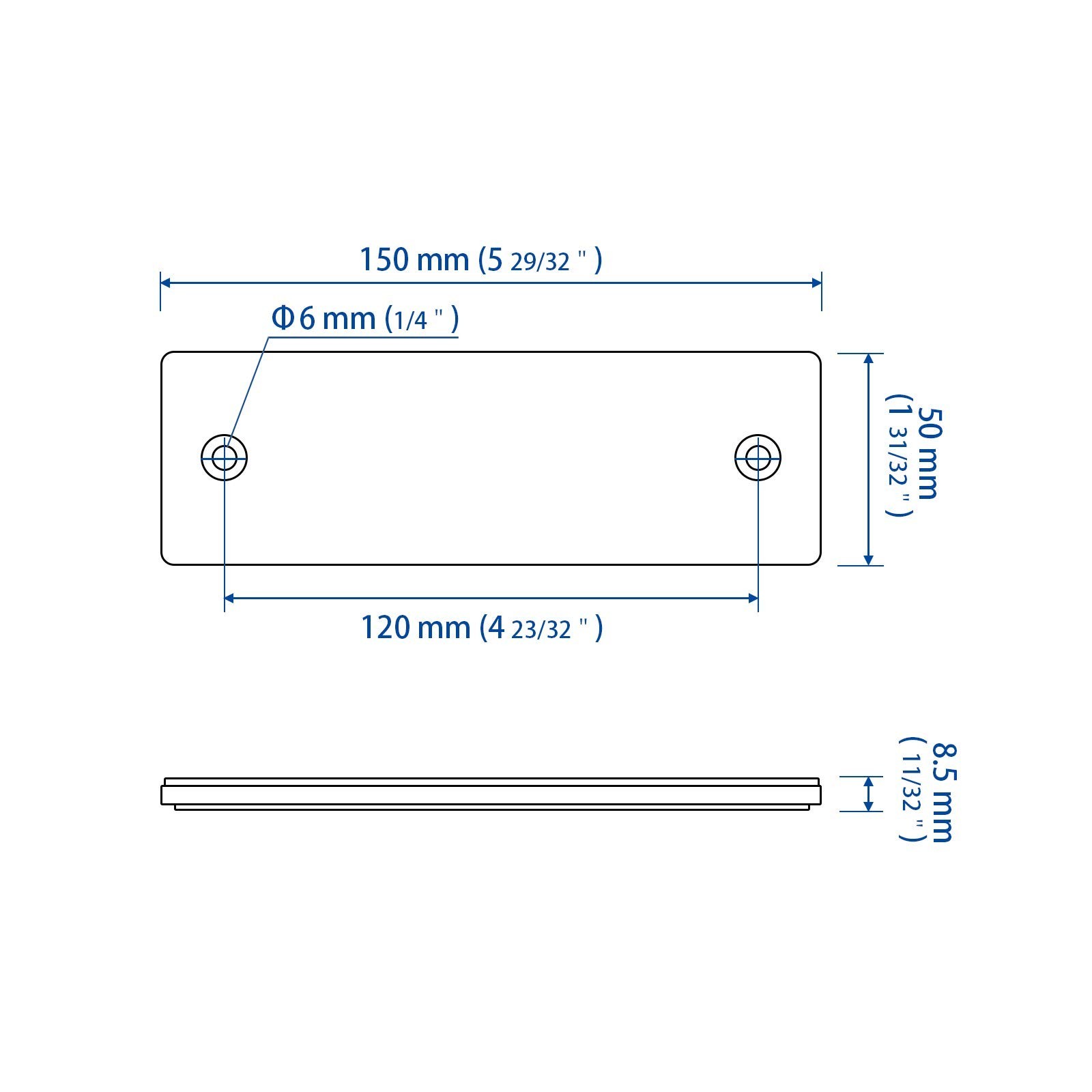 6" Rectangular Stick-on/Screw Mount Reflectors (Kit 5/White+Yellow+Red) Kit 5