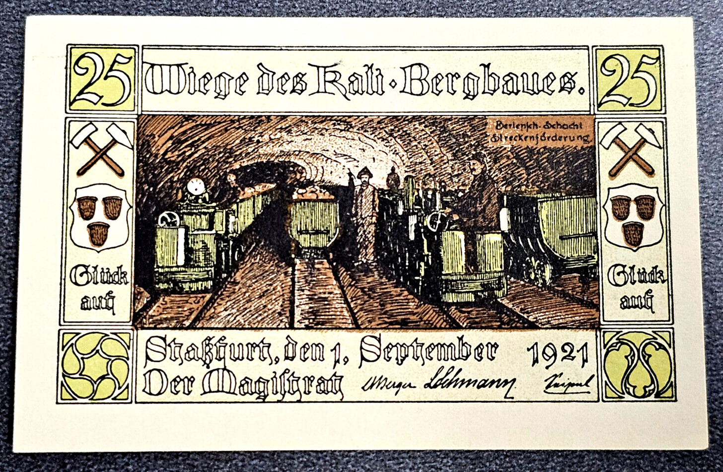 STASSFURT NOTGELD 25 PFENNIG 1921 EMERGENCY MONEY GERMANY BANKNOTE (33983)
