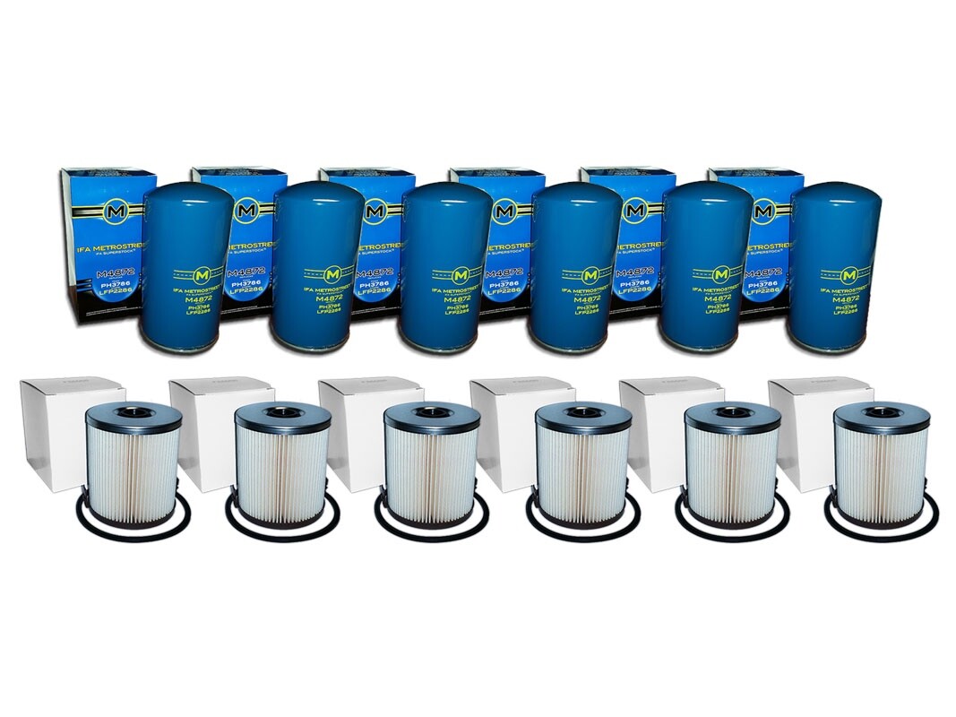 7.3L TURBO DIESEL 6 OIL & 6 FUEL FILTERS (NO CAP) FOR FORD - REPLACES FD4595