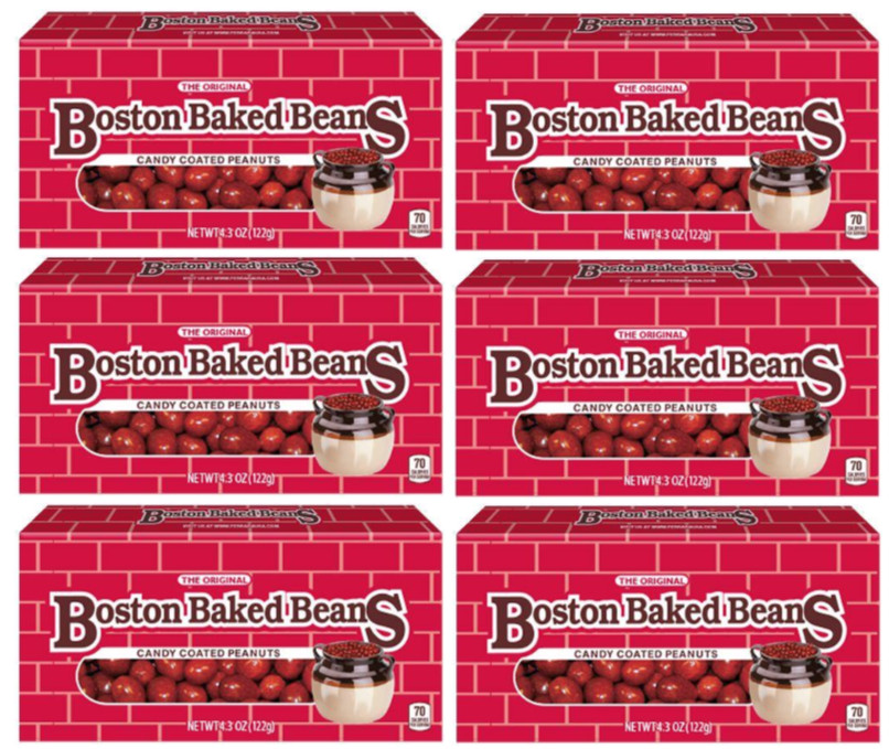 6x Packs Boston Baked Beans Original Candy Coated Peanuts Theater Box - 4.3oz