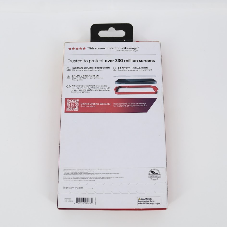 ZAGG InvisibleShield Glass Elite iPhone 15 Pro Screen Protector - 5X - Open Box