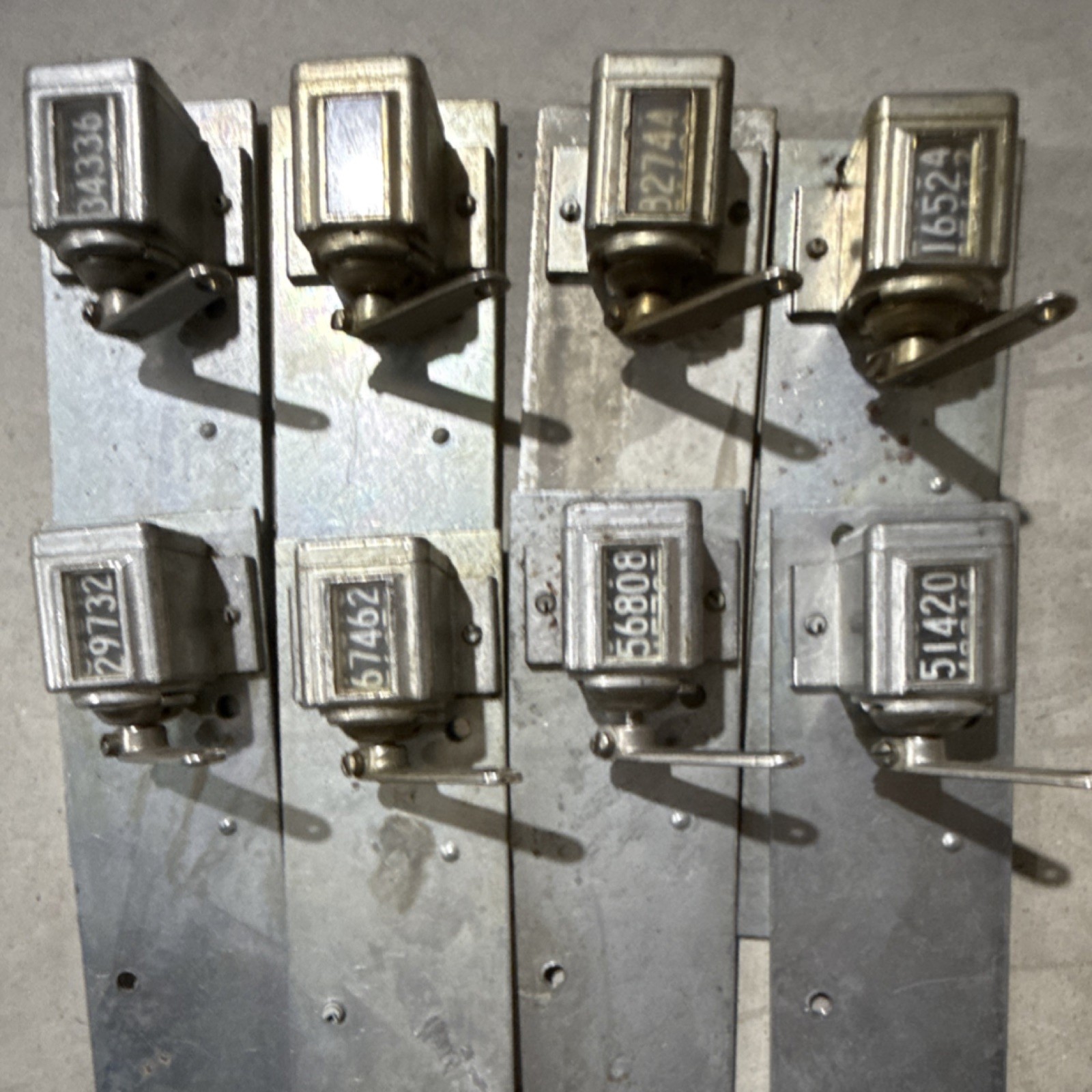 Lot of 8 Mechanical Counter Modules 5-Digit with Lever