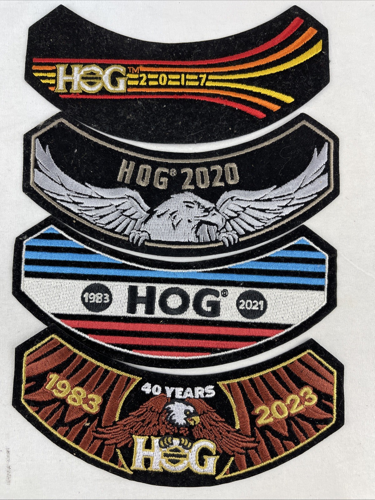 HARLEY DAVIDSON HOG Membership Rocker Patches Lot Of 4 From 2017 2020 2021 2023