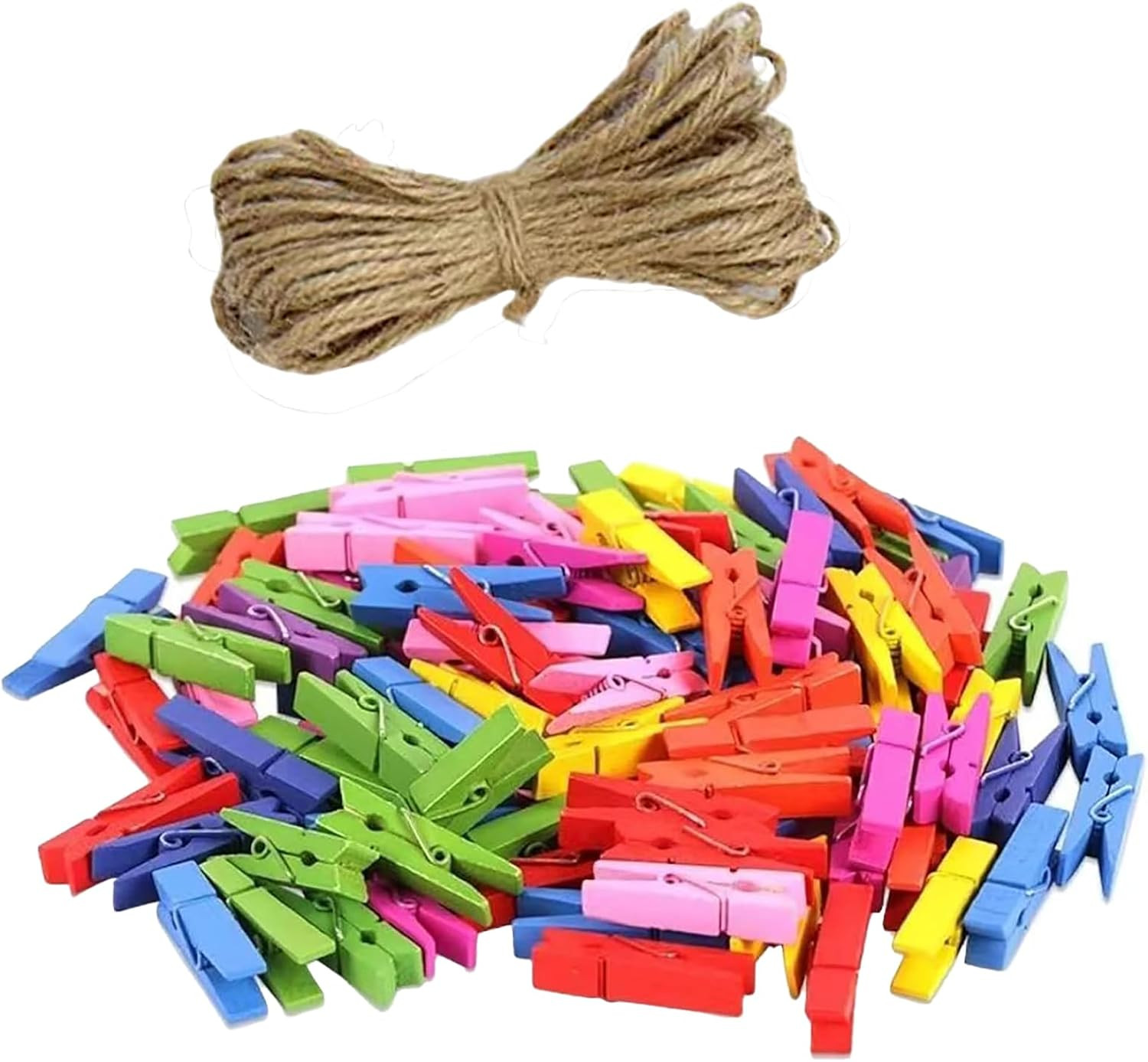 100 pcs Sturdy Colored Wooden Mini Small Tiny clothespins for Dry Laundry on Clo