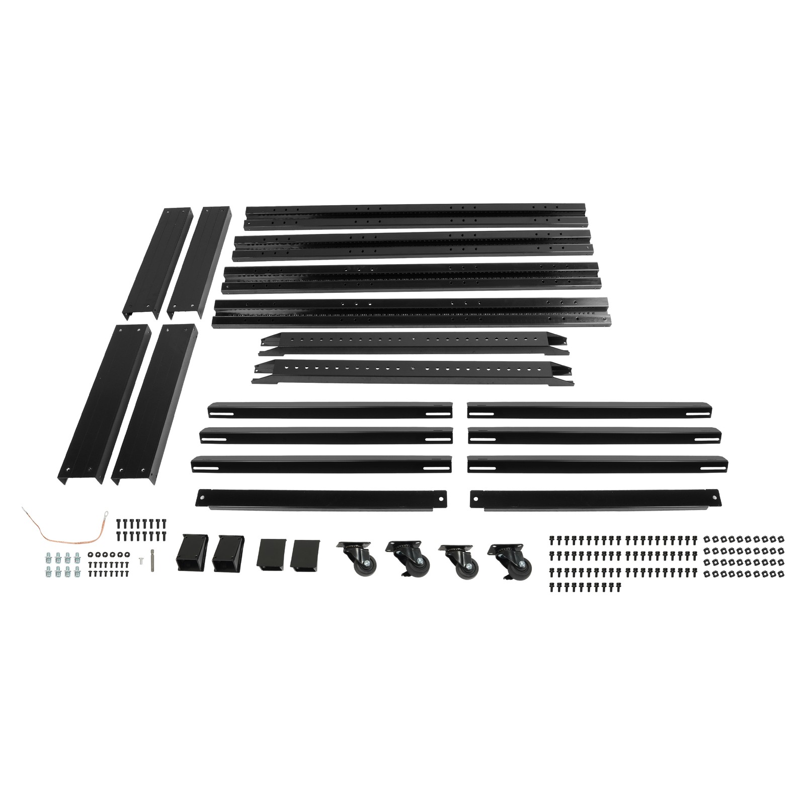 27U 4 Post Open Frame Network Data Server Rack W/ L Rails 22" Adjustable Depth