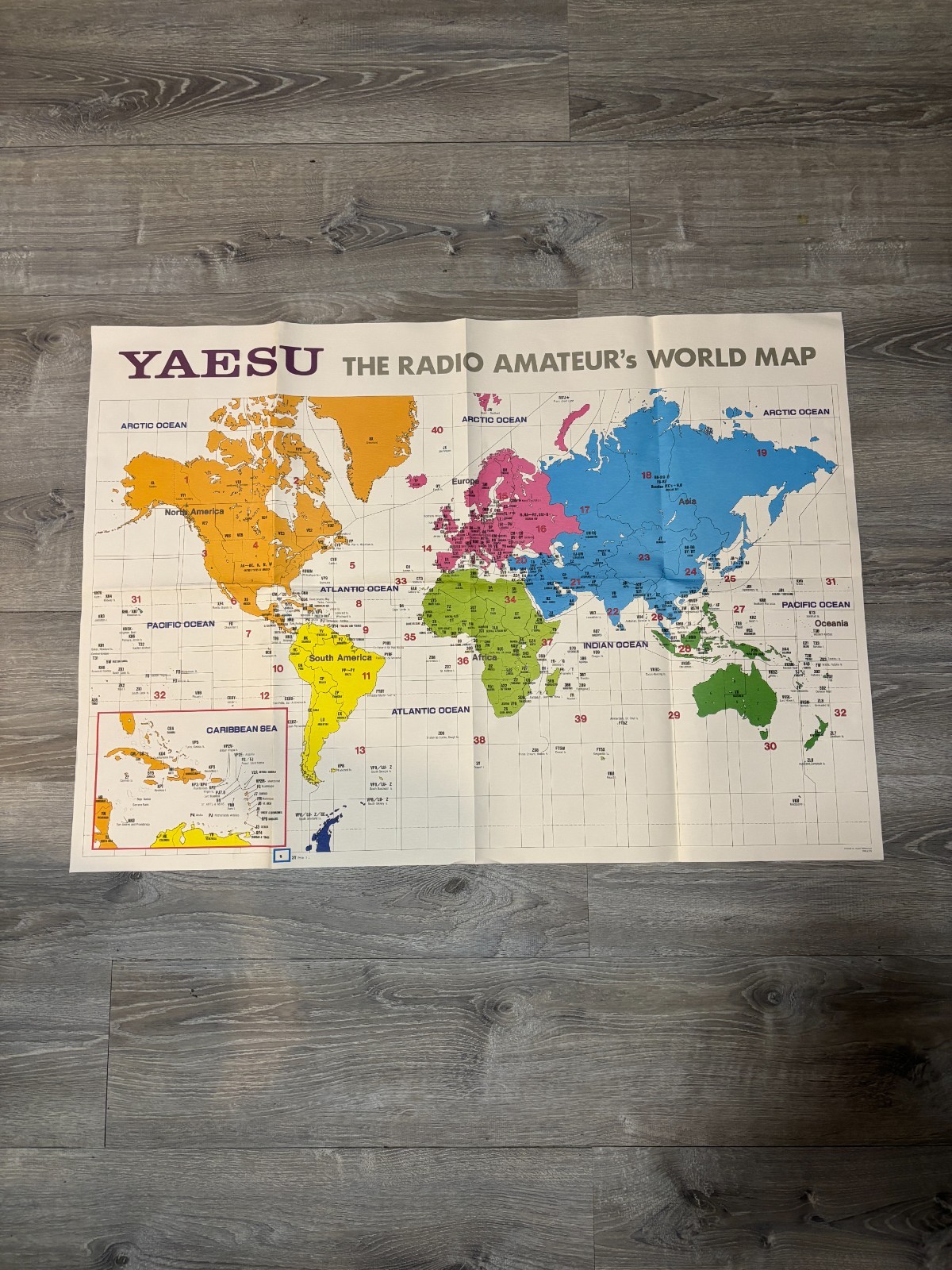 VTG YAESU Amateur Radio Map of the World 28.5"X40" HAM RADIO ADVERTISING NICE!