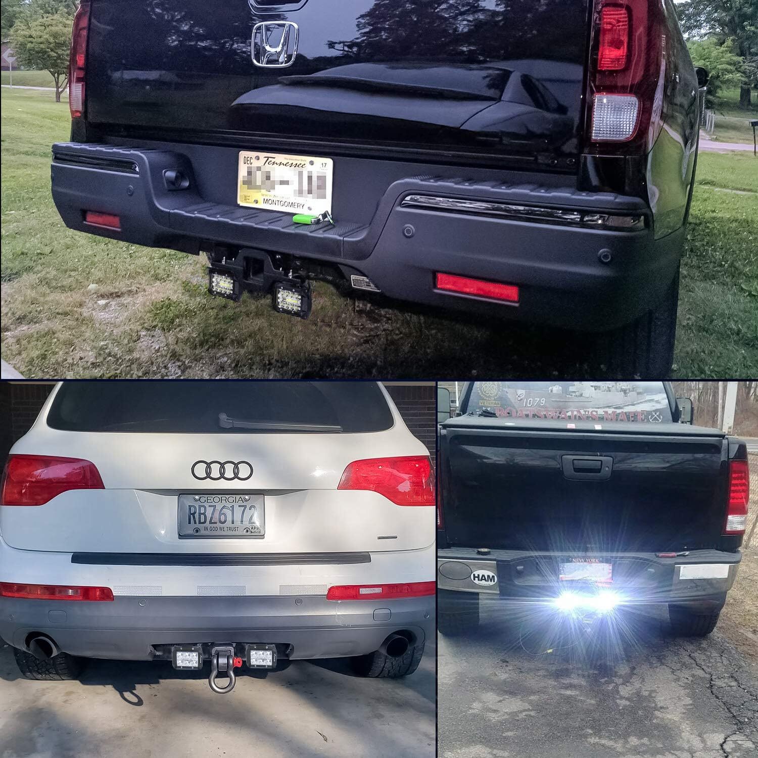 Tow Hitch Mount Bracket 4'' LED Work Light Pods Off Road Driving Backup Reverse