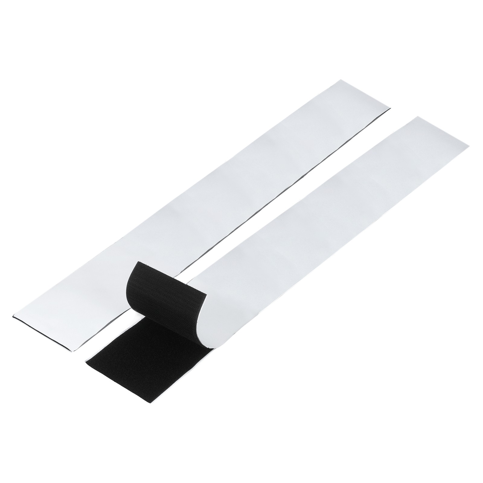 2 Pcs 20 x 4 Inch Hook and Loop Tape with Adhesive for Home Office, Black