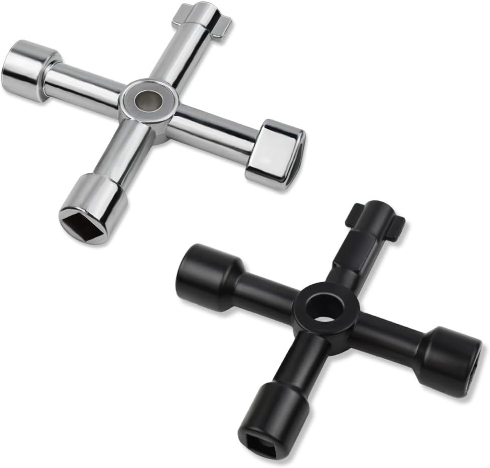 2 Pack 4 Way Sillcock Key Utility Wrench Multi Functional Triangle Square Tool
