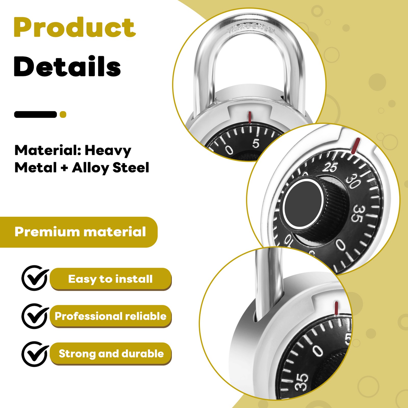 Master Coded Lock 50mm With Round Fixed Combination Padlock W6Q14978