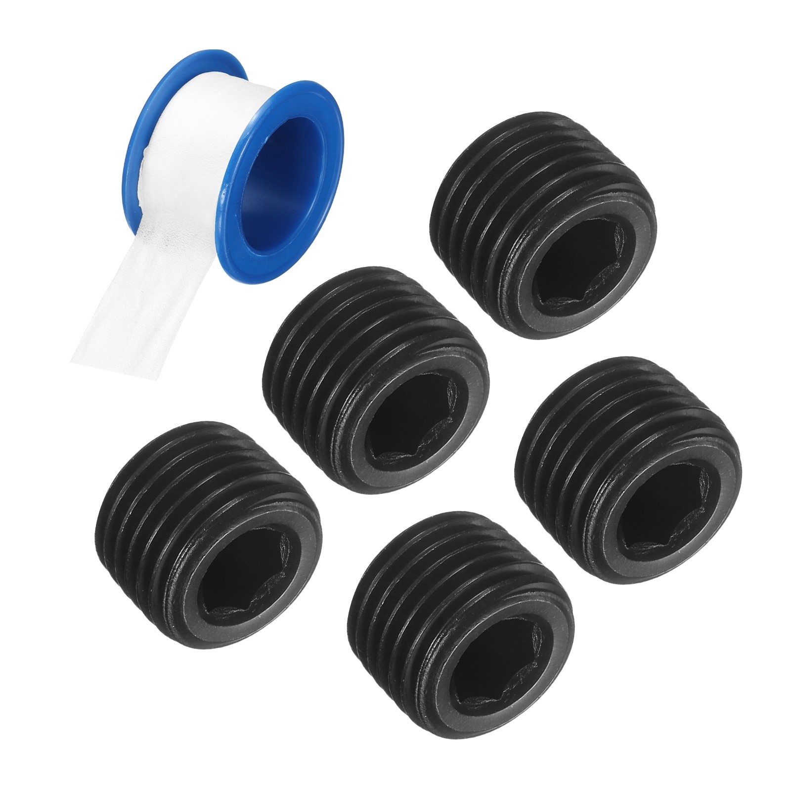 5Pcs PT 1/4 Carbon Steel Male Thread Internal Hex Pipe Plug Fitting Socket