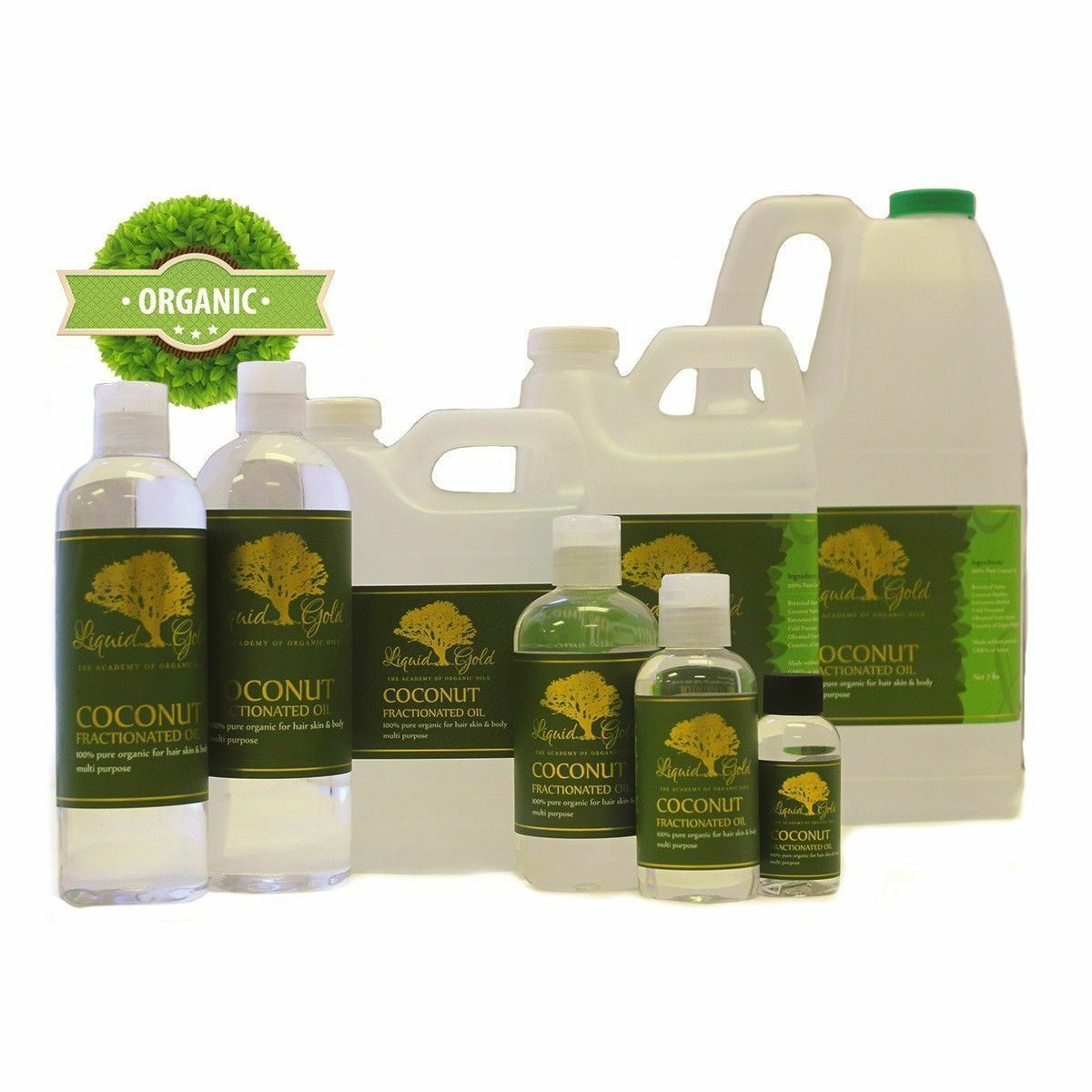 Liquid Gold Premium Fractionated Coconut Oil Pure&Organic for Skin Hair Fresh