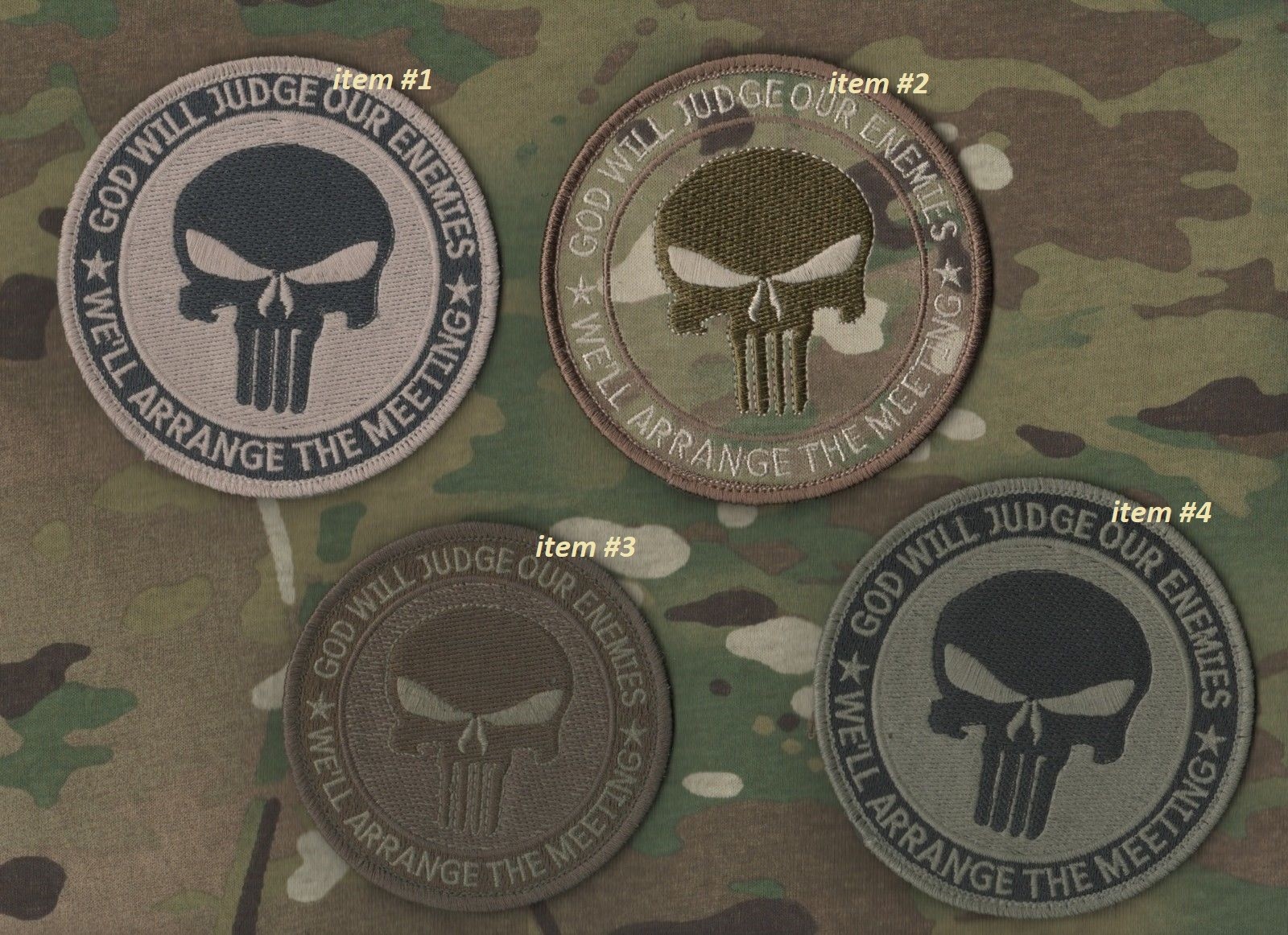 SYRIA IRAQ DAESH HUNTER SFG velkrö SKULL SSI: God will Judge our Enemies #2 only