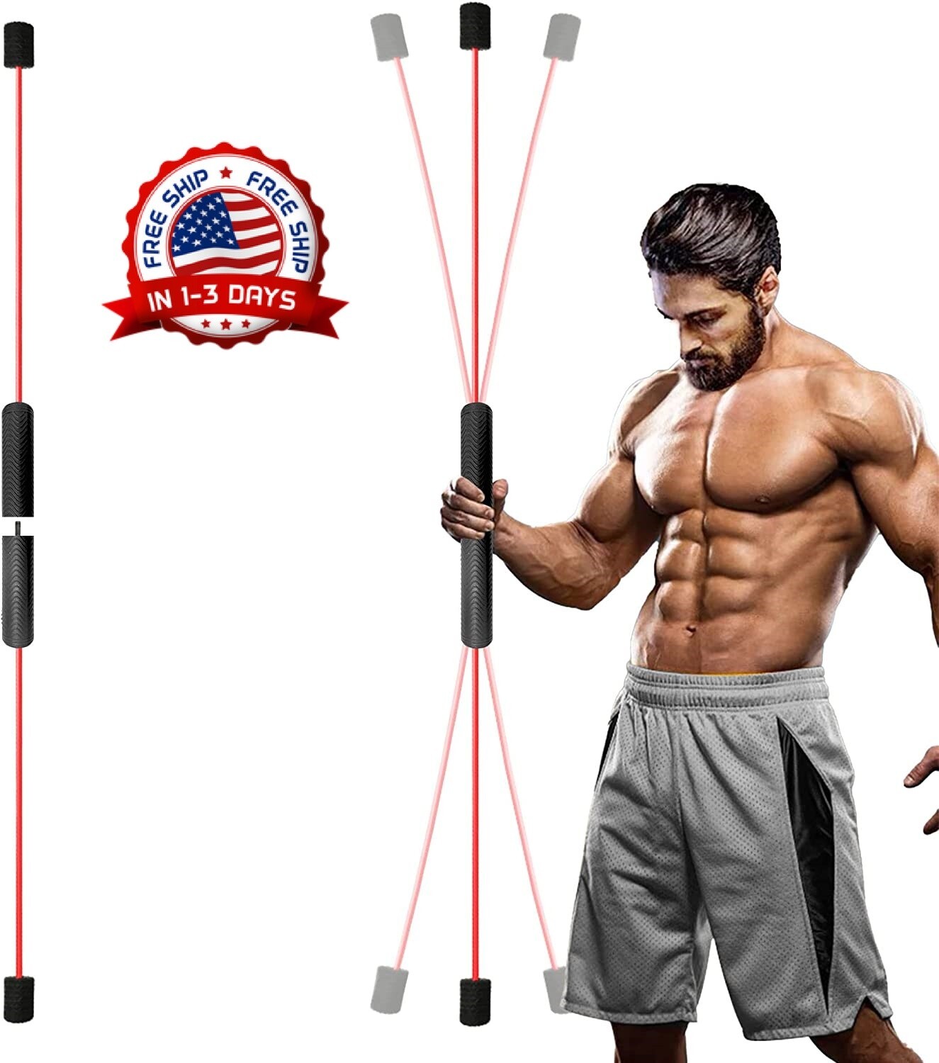 Elástico Fitness Bar tubo de hombro Palo de entrenamiento muscular desmontable