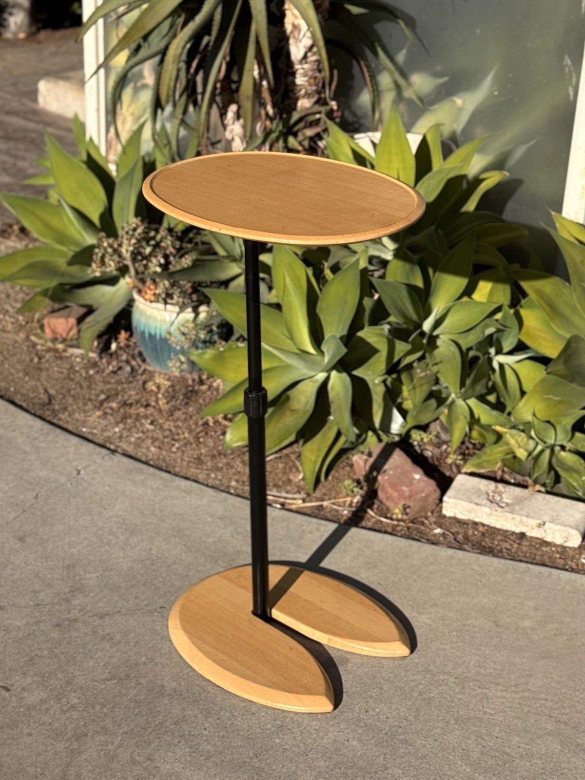 Ekornes Stressless “Ellipse” Adjustable Side Table – MCM Wood & Black