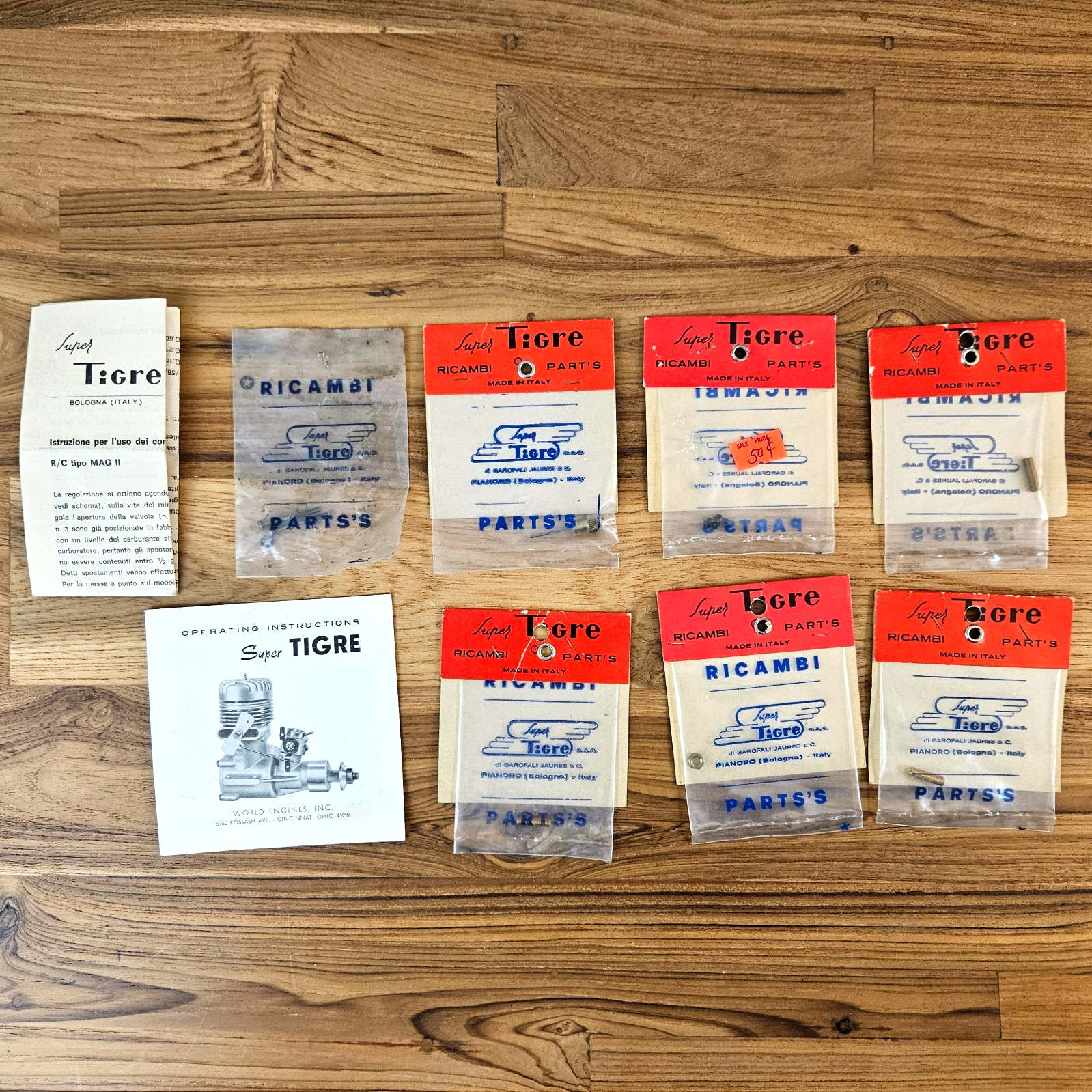 Lot of Vintage Super Tigre Ricambi Replacement RC Engine Parts Italy NOS