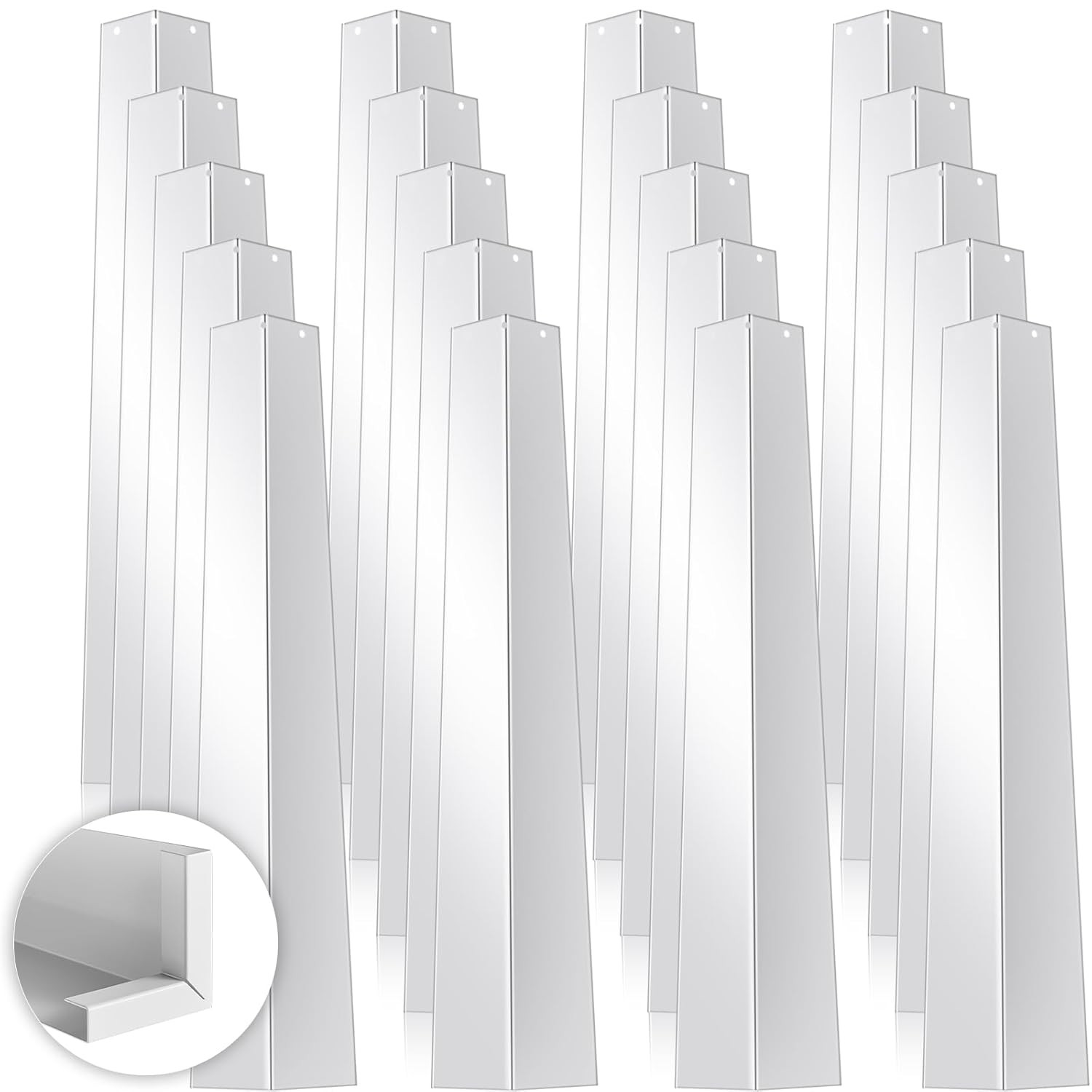 20 Pcs 1.18 Inches X 1.77 Inches X 11.5 Inches Aluminum Siding Corners with 60 P