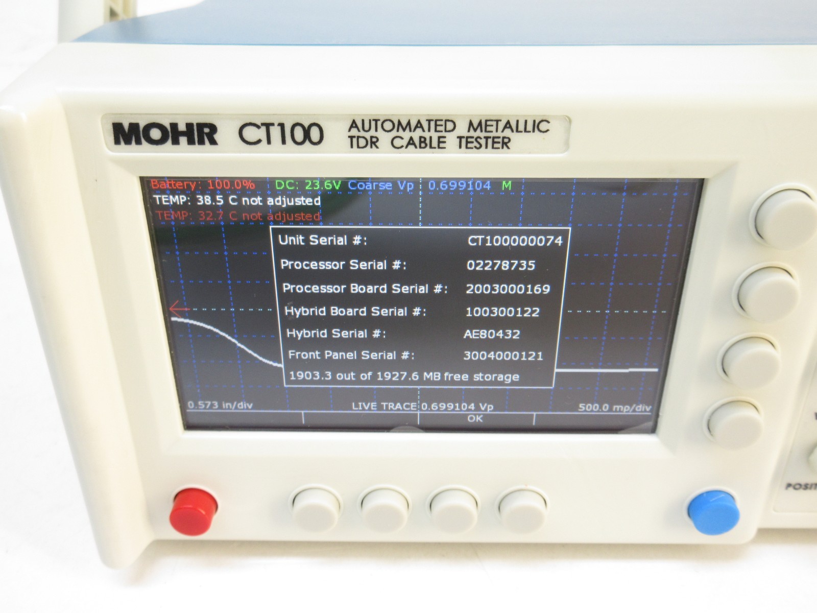 MOHR CT100 High Resolution TDR Cable Testers - 44 Operation Hours, DATA, REMOTE