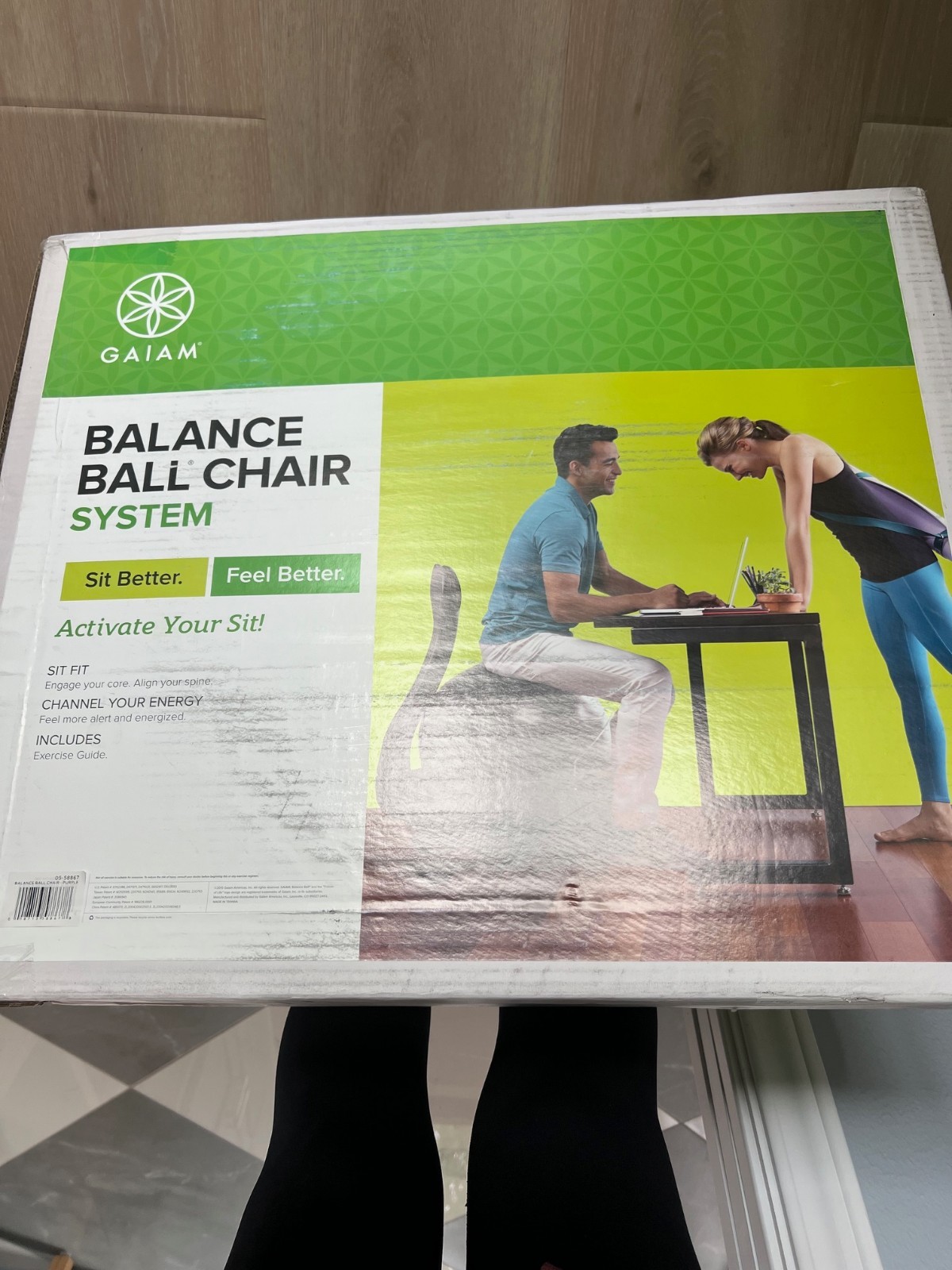 new in box Gaiam 610-6002RTL Balance Ball Chair with Pump and Stand - Black