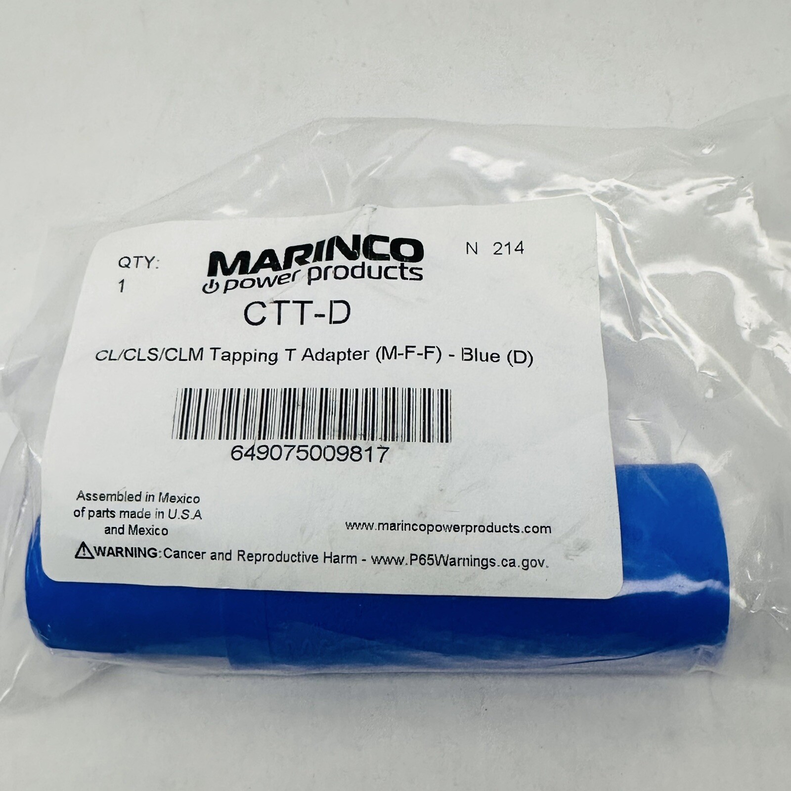 MARINCO CTT-D - CL/CLS/CLM TAPPING T ADAPTER (M-F-F) - BLUE (D)