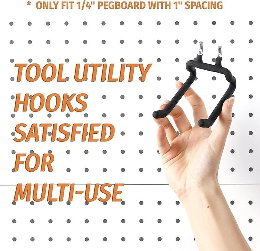 8 Pack Pegboard Drill Holder Utility Hooks Heavy Duty Tool Organizer Set