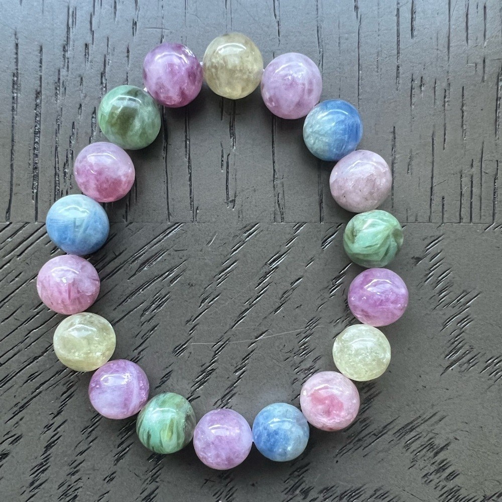 Lepidolite kyanite bracelet 11mm SIZE 6.75’
