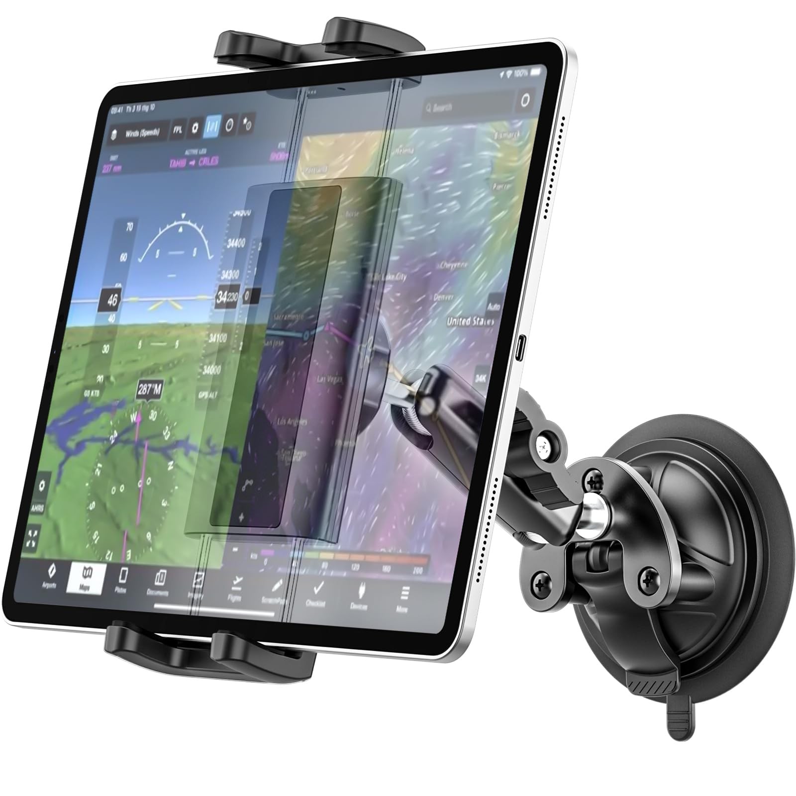Dosvsi Pilots Tablet Holder, [Strong Suction Cup] Aircraft 8.85 inches, Black