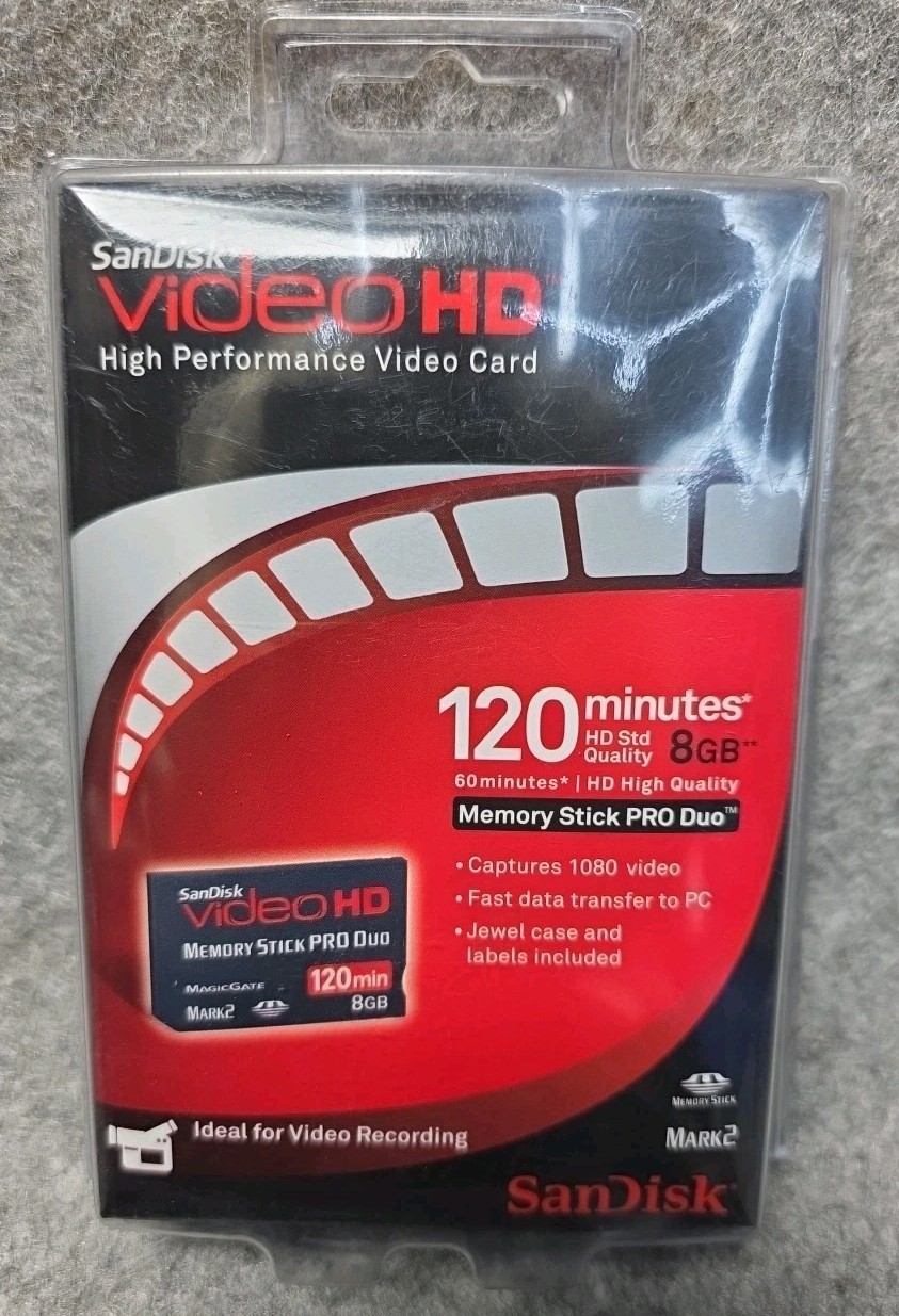 Sandisk Video HD Memory Stick Pro Duo 8gb SDMSPDHV-008G-A15 NEW